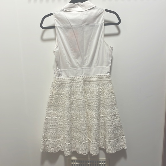 Karen Millen White Cotton Sleeveless Dress with Broderie Skirt. NWT - Picture 2 of 10